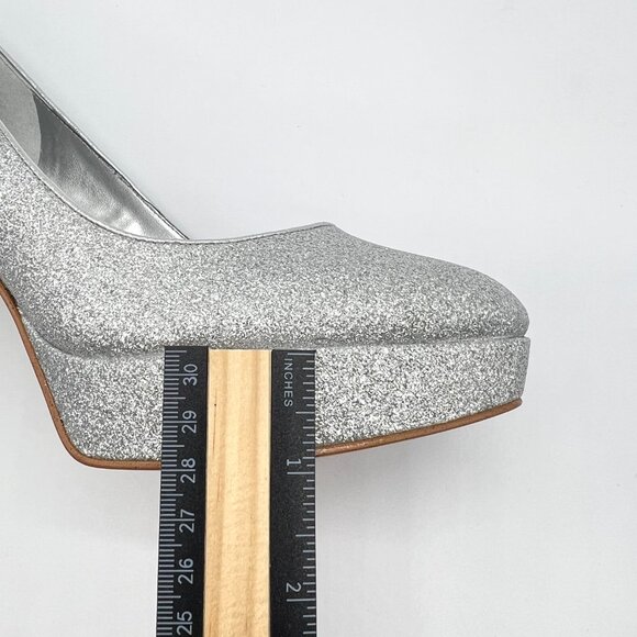 Michael Michael Kors 7.5M Chantal Silver Platforms Pumps Heels Shoes - Picture 15 of 15